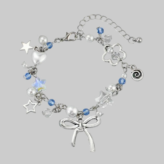 blue bow bead bracelet
