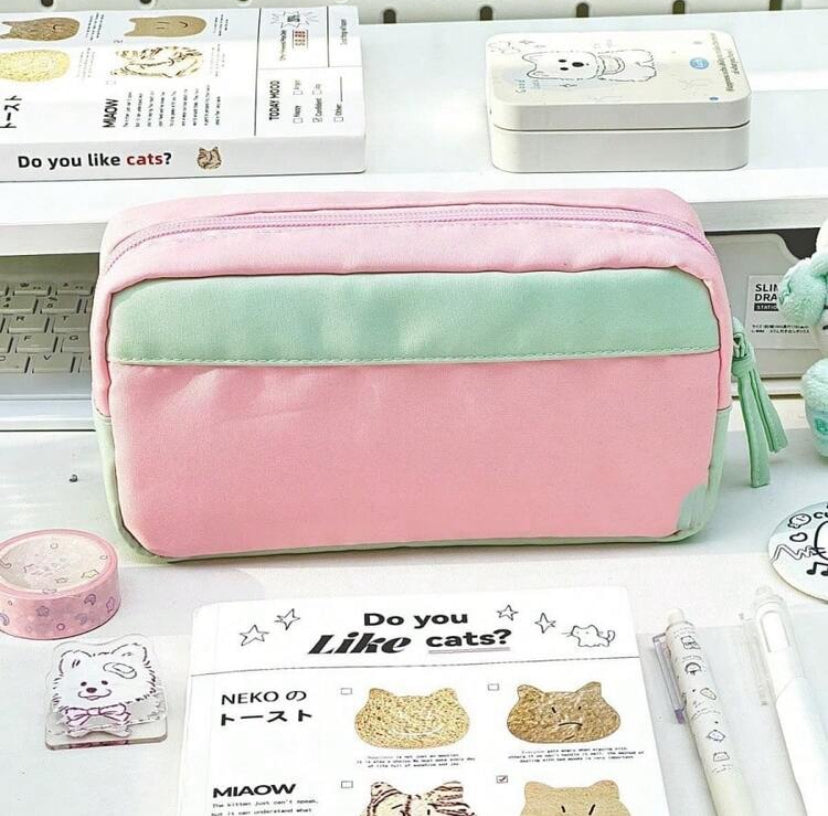 pastel plaid pencil case