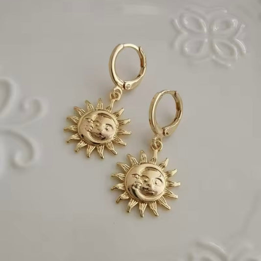 gold sun earrings