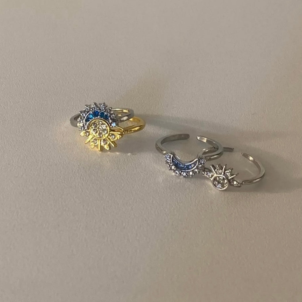 sun moon ring set