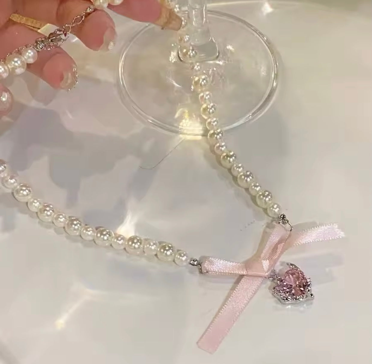 kpop pink y2k necklaces