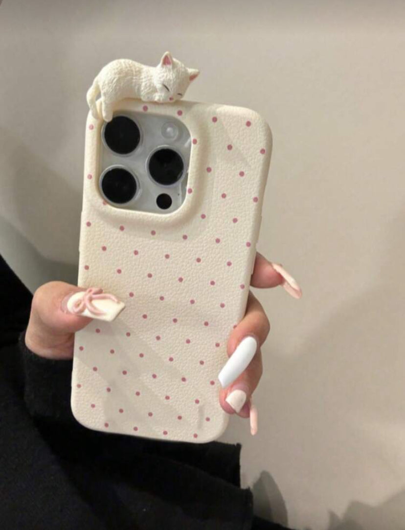 3d cat polka dot phone case