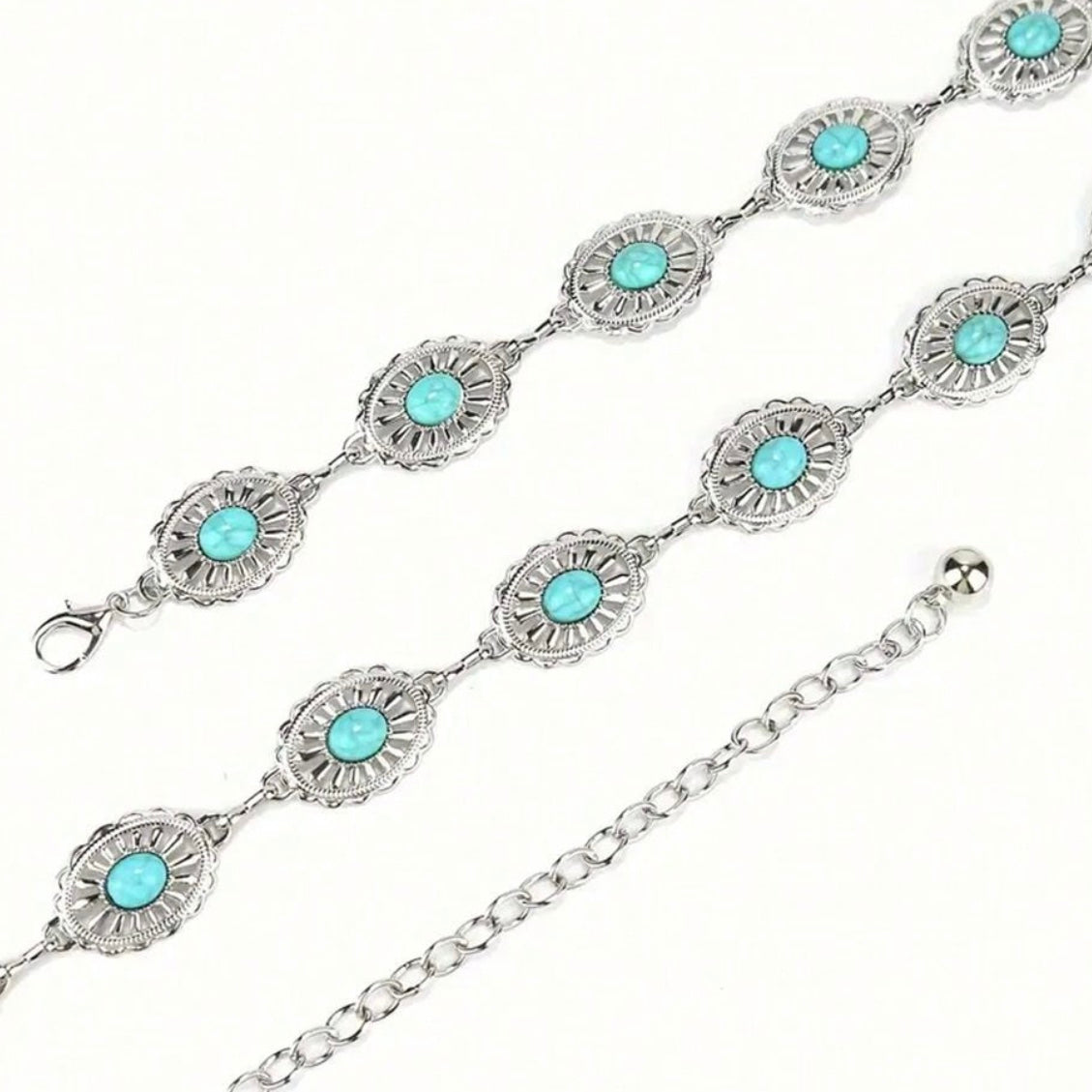 oval blue stone waist chain