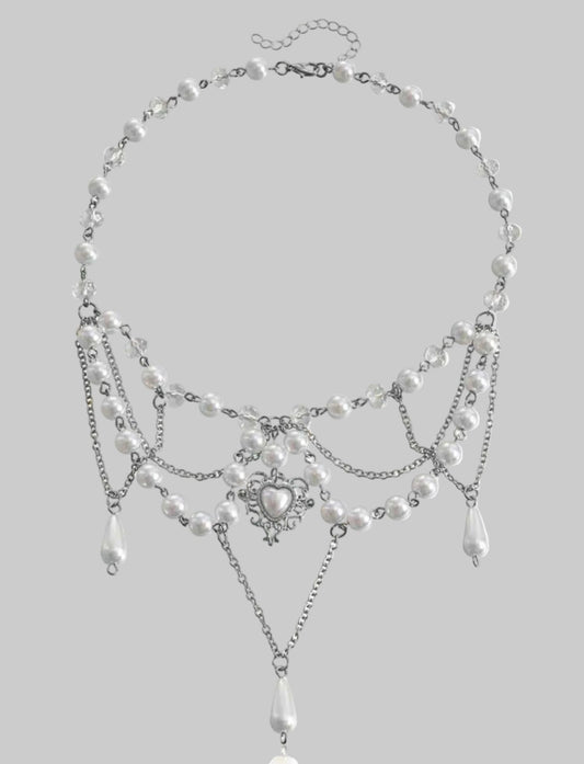 pearls and heart necklace