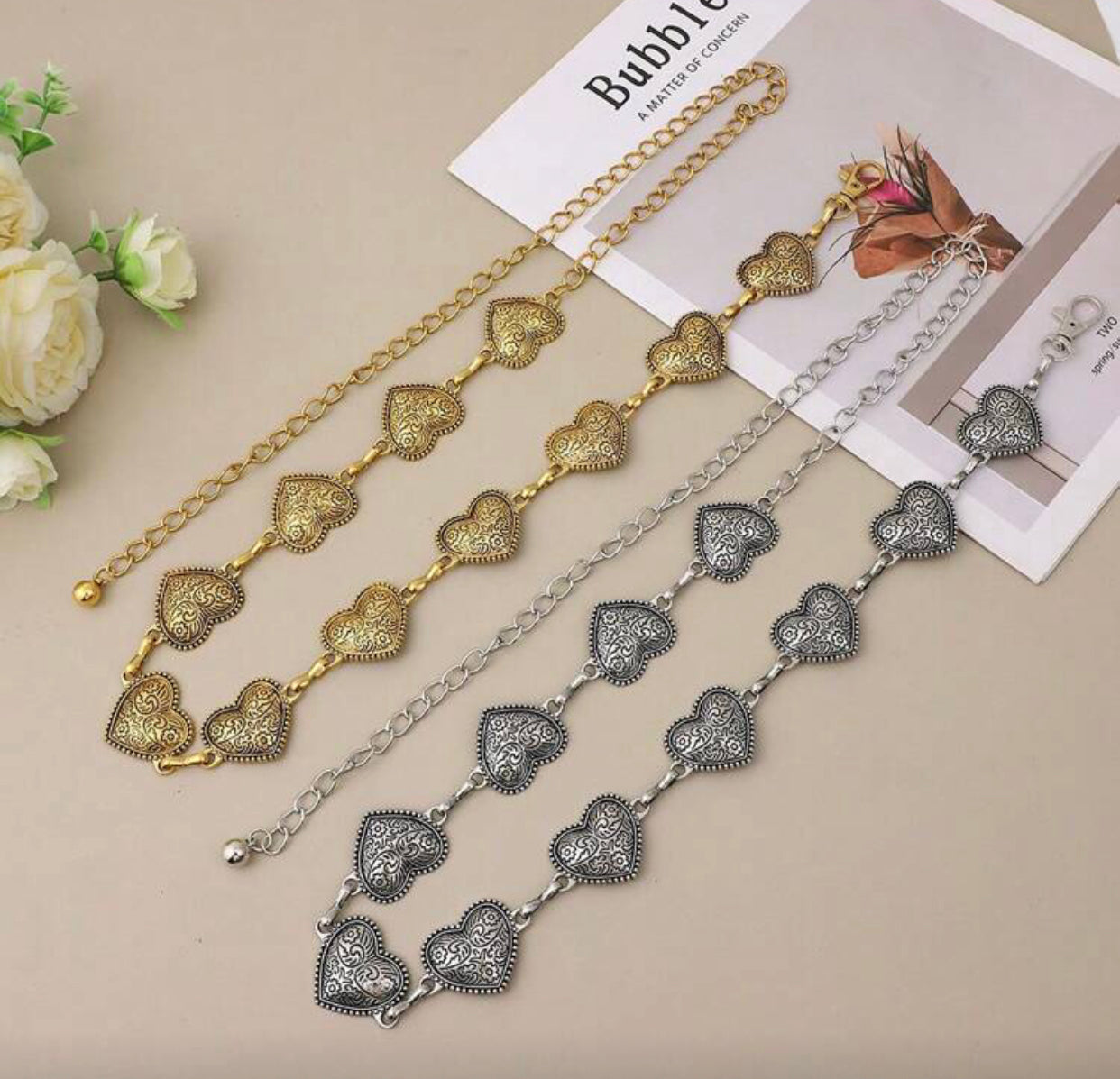 retro heart waist chain