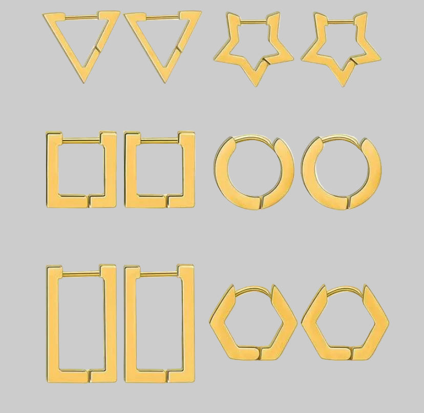 gold plated shapes hoops