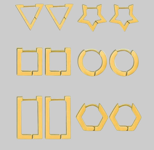 gold plated shapes hoops