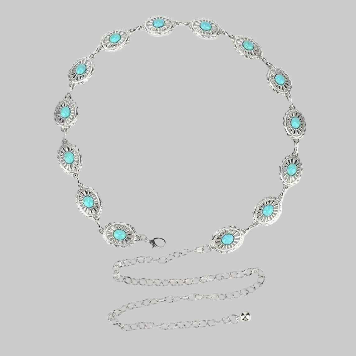 oval blue stone waist chain