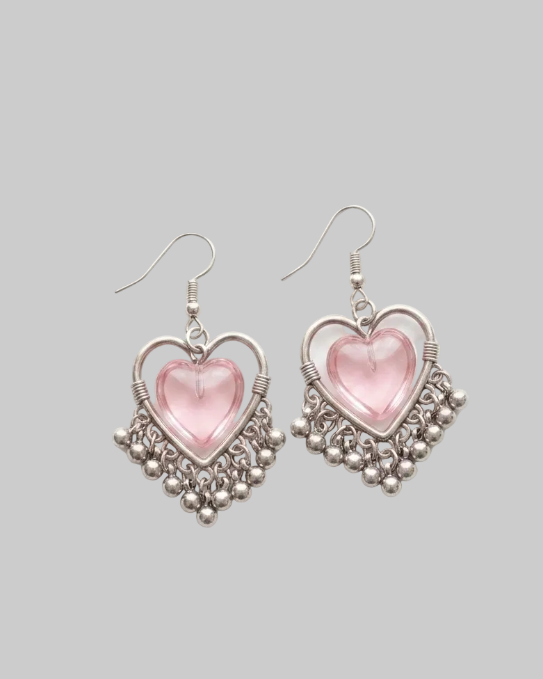 glass heart earrings