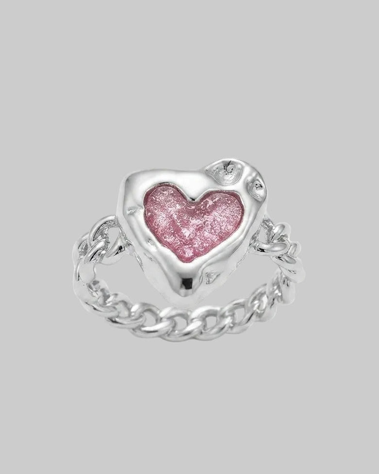 pink heart kpop ring