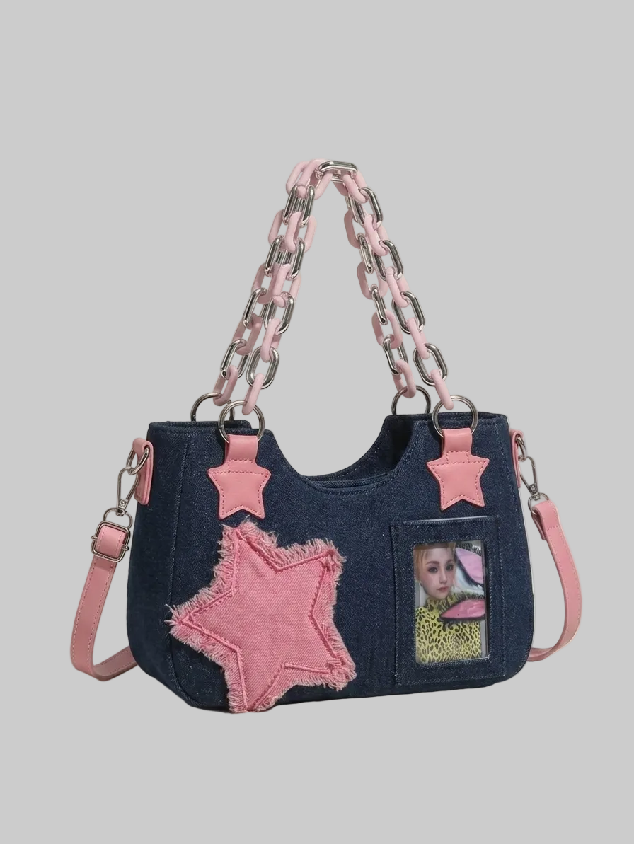Y2K Starry Denim Handbag