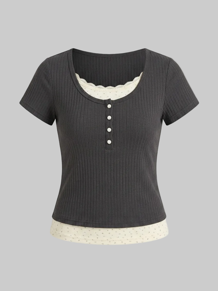 celestial lace patchwork tee