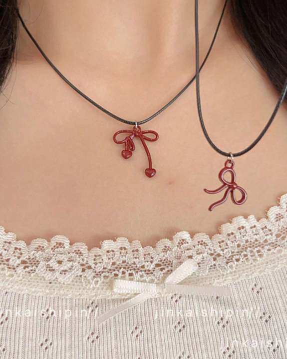 red bow necklace
