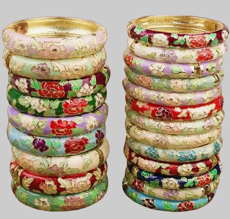 muse enamel floral bangles