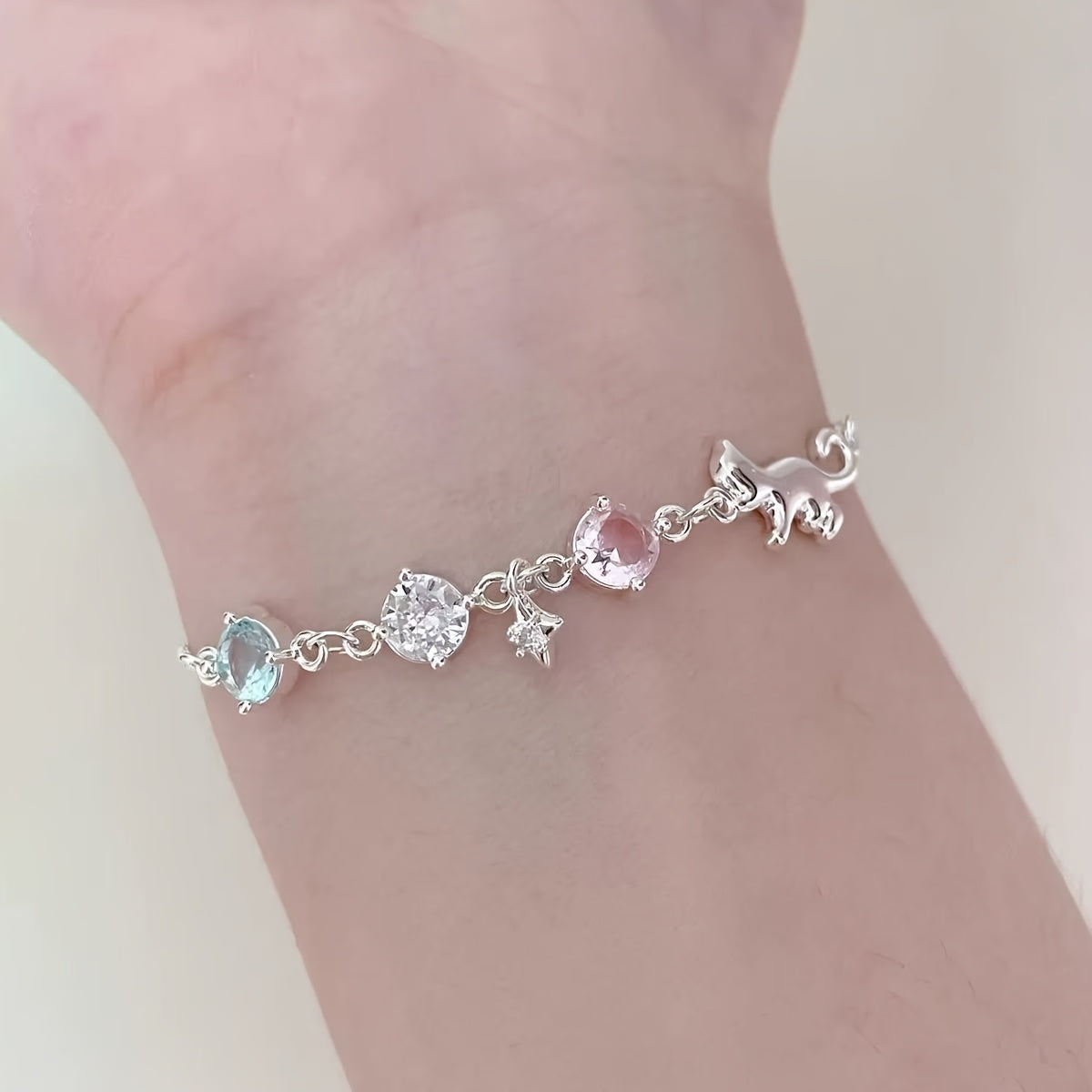 silver cat bracelet