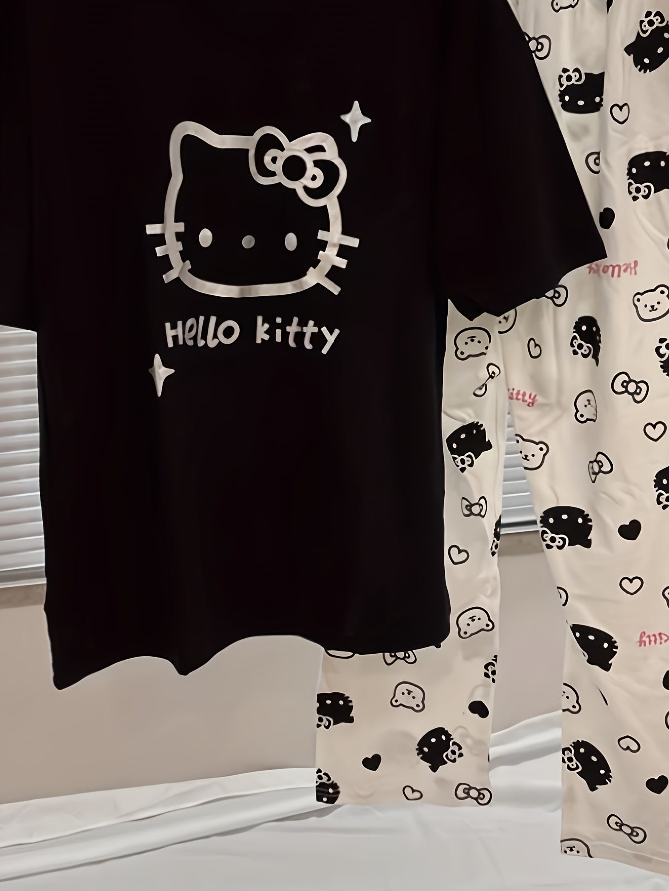 hello kitty black pj set
