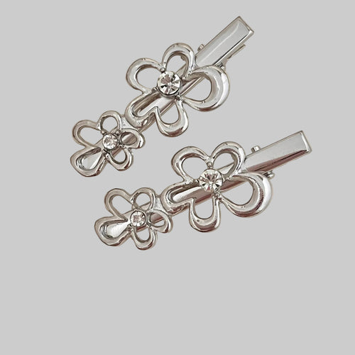 silver flower hair pin