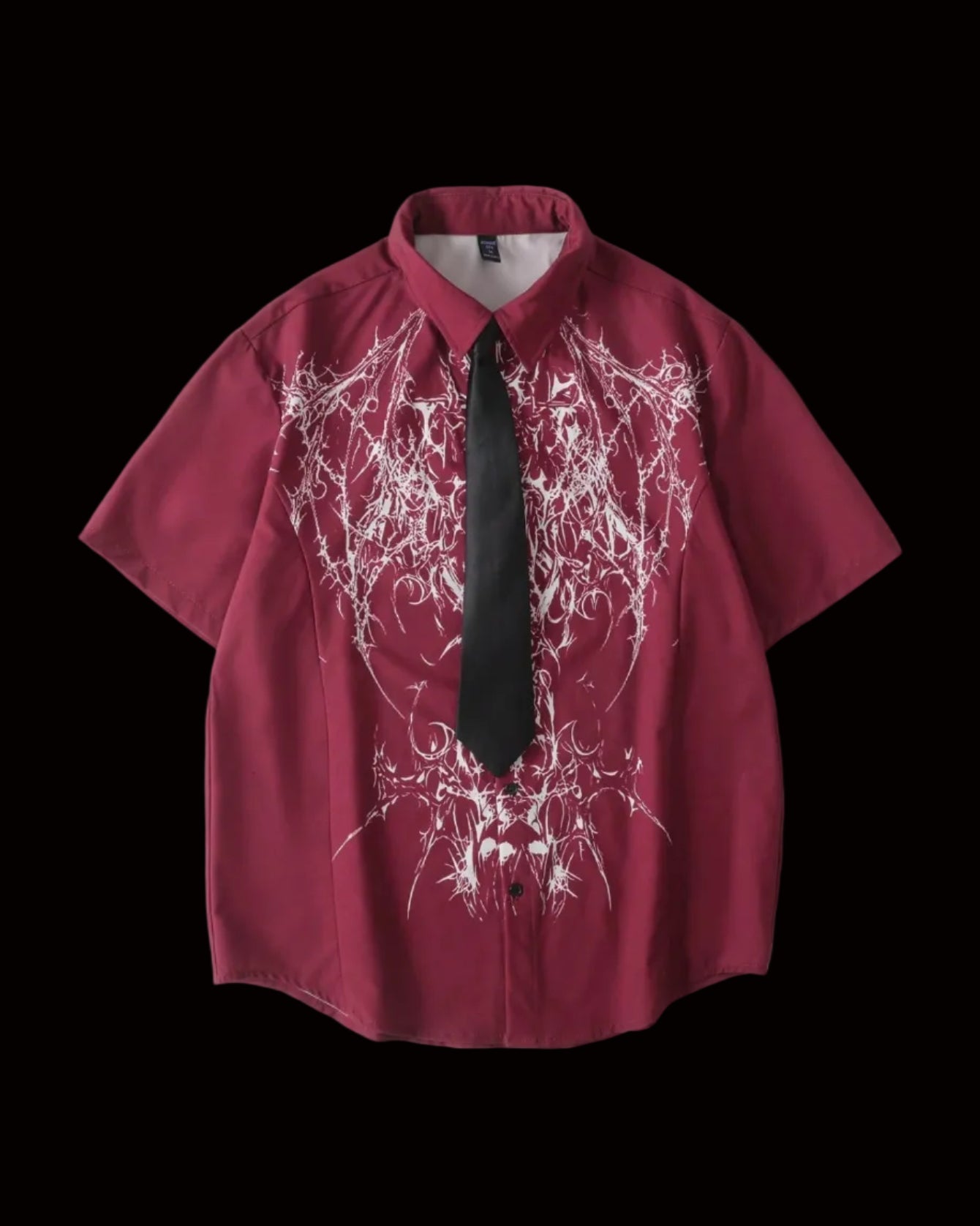 men tribal wing graphic red button up shirt