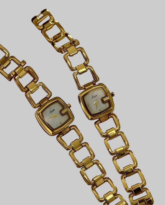hollow strap golden watch 1pc