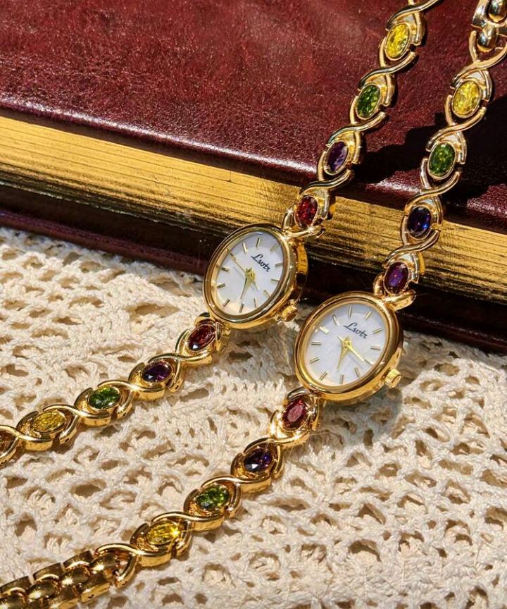multicolor inlaid crystal watch (1 pc)