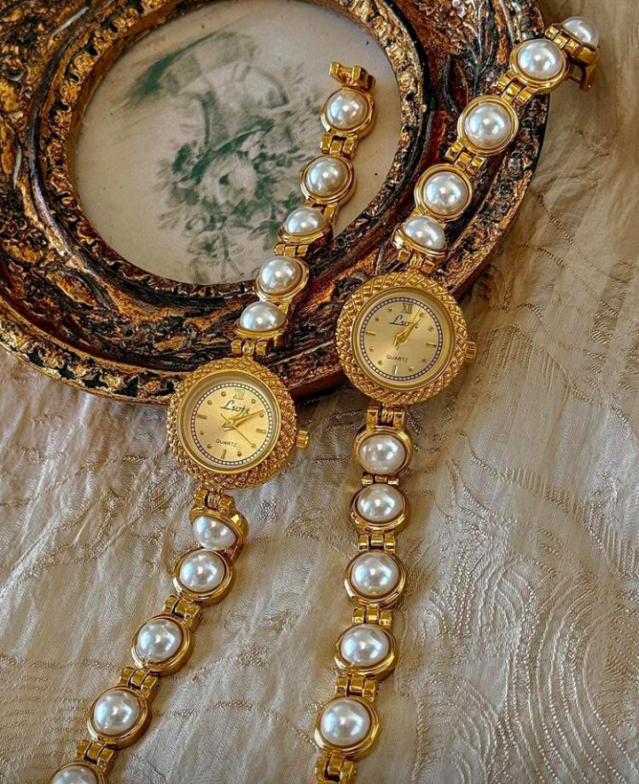 pearl strap watch (1 pc)