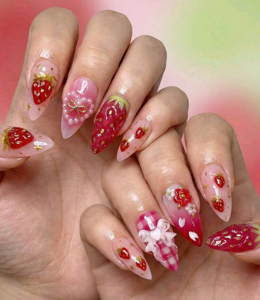 strawberry press on nails