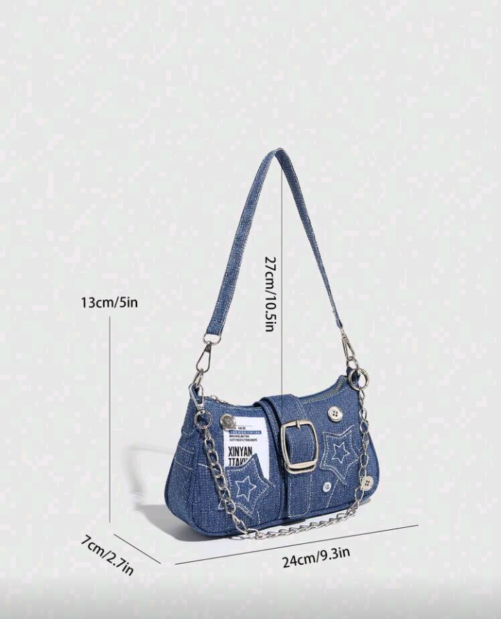y2k blue stars handbag