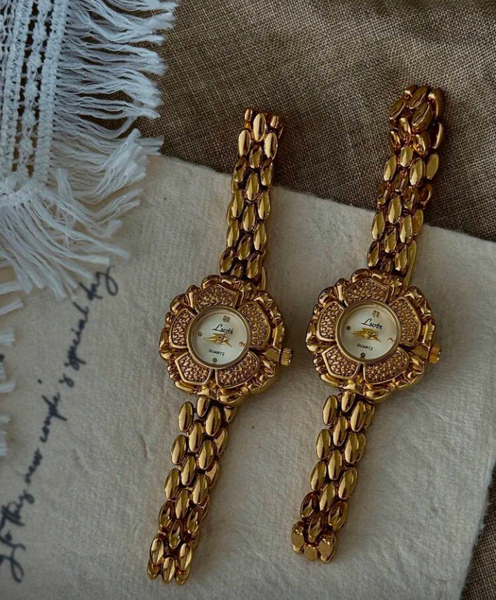 luxury flower golden watch (1pc)