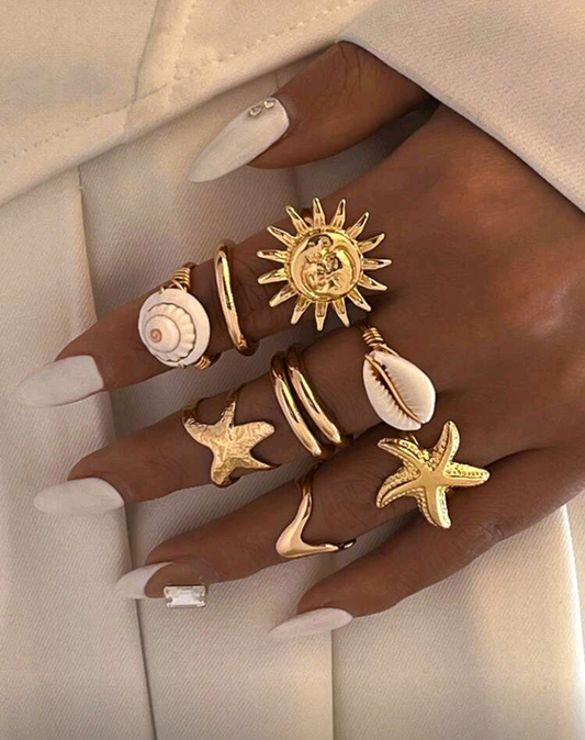 sea themed ring set (9 pcs)
