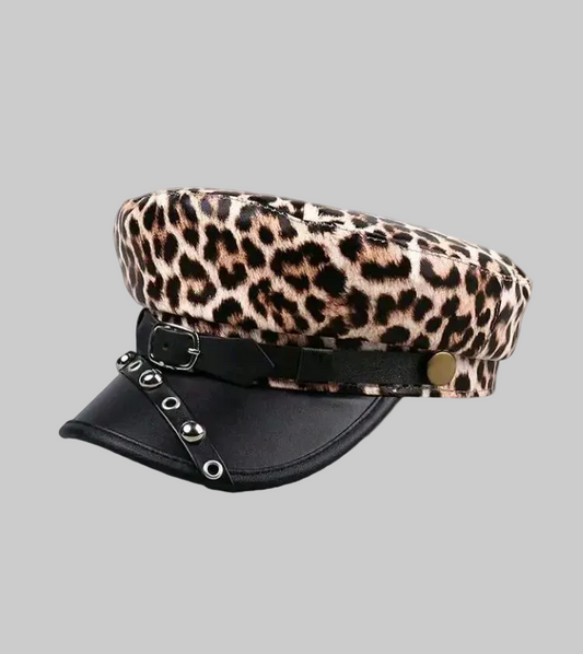 leopard print rivet hat
