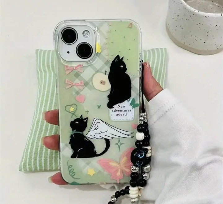 black cat vivo phone case with phone charm
