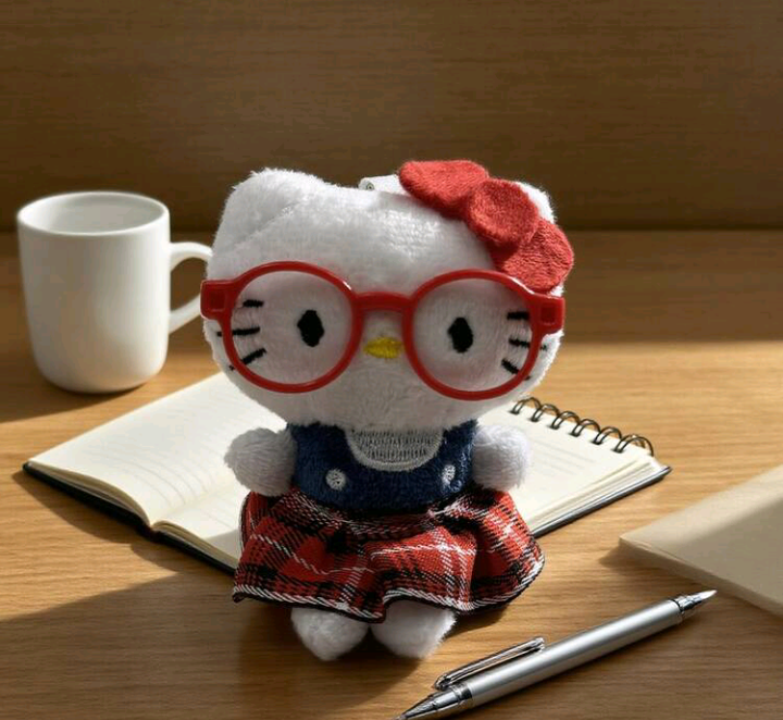 nerd hello kitty plush keychain