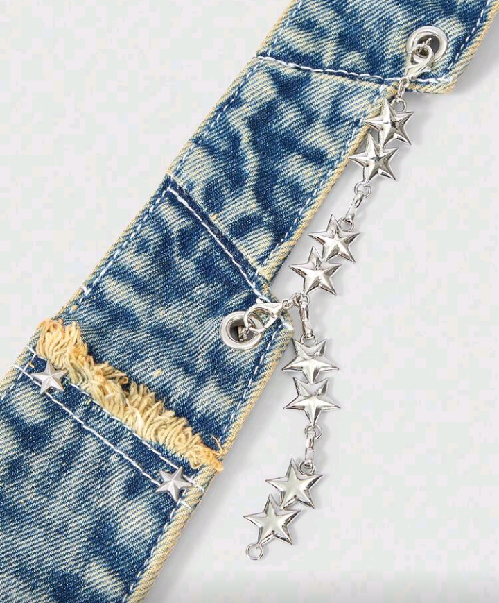 denim blue tie necklace