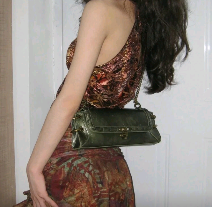 elegant textured green/black bag