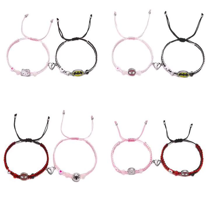 couple's matching bracelets (hello kitty, spiderman, batman)