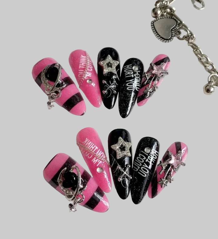 toxic valentine press on nails