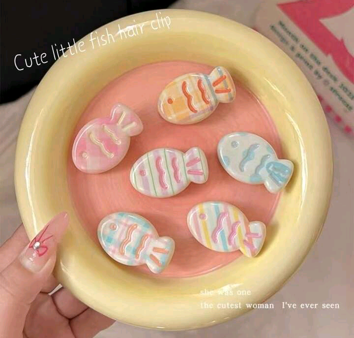 cute fish hair pins 6 pcs