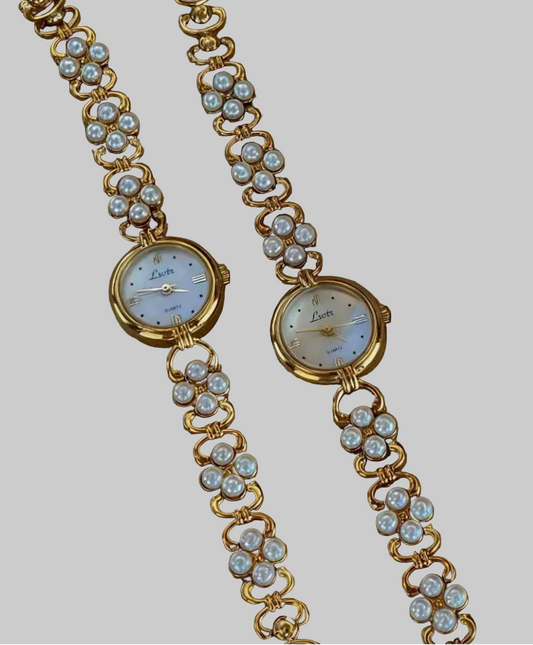 luxury pearl strap watch (1 pc)