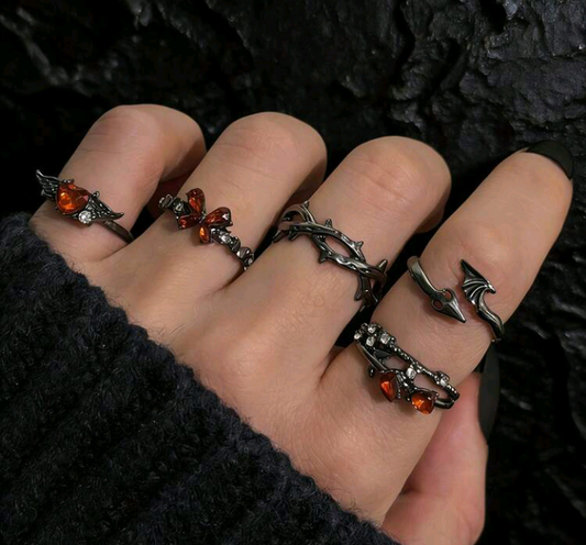 gothic rings set (5 rings)