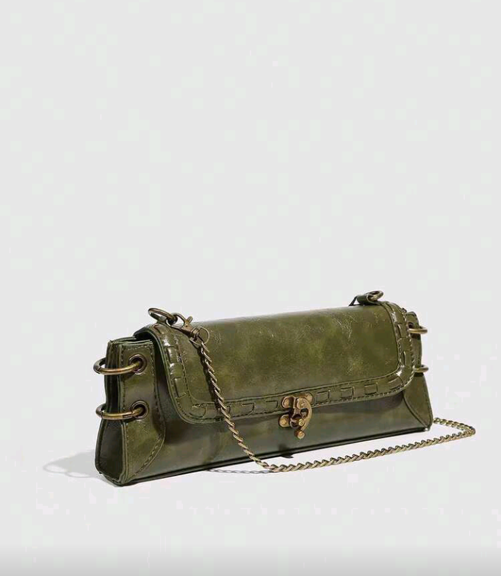 elegant textured green/black bag