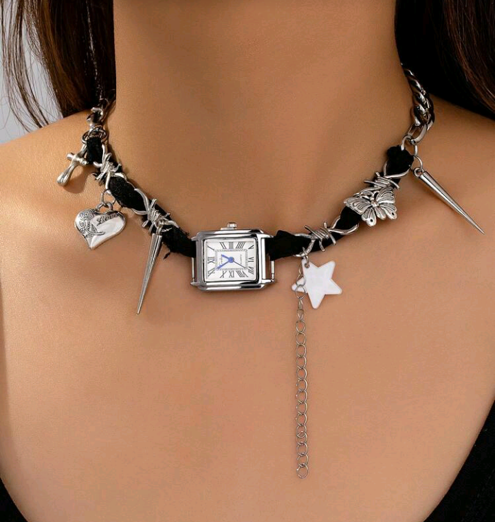 clock necklace