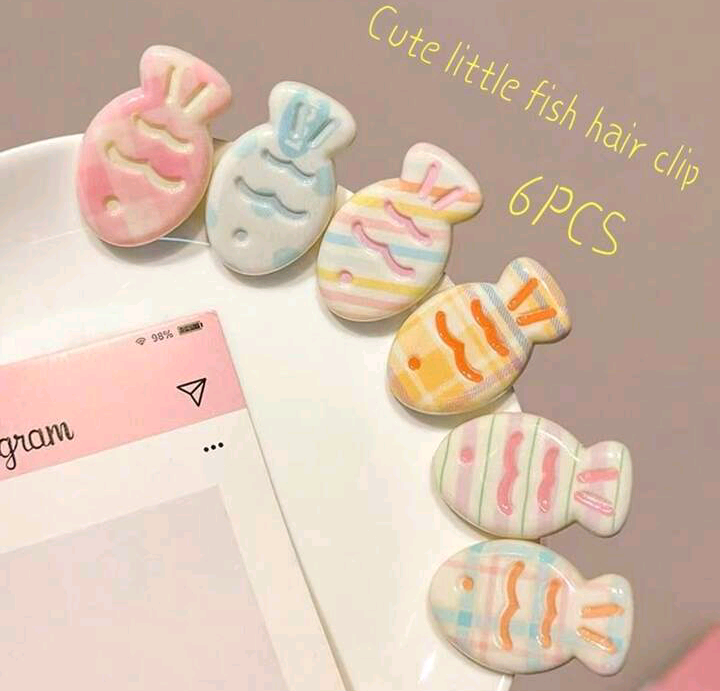 cute fish hair pins 6 pcs