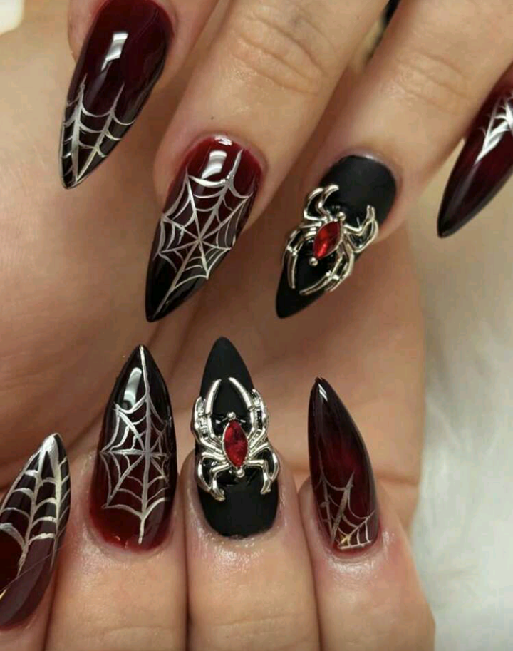 crimson widow press on nails
