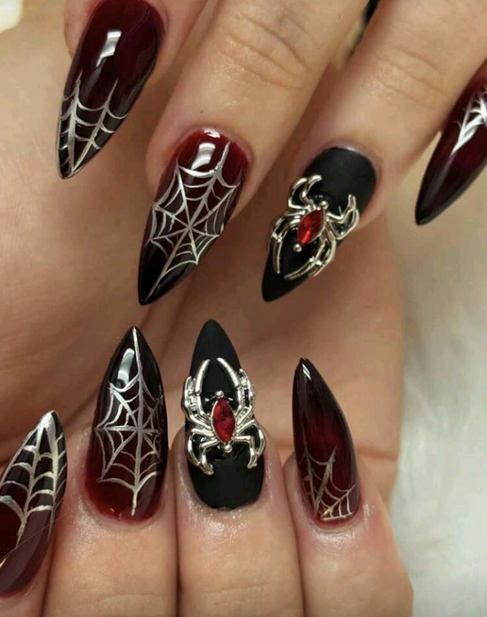 crimson widow press on nails