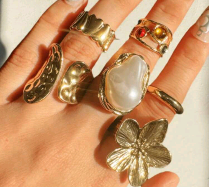 floral pearl ring set (6 pcs)