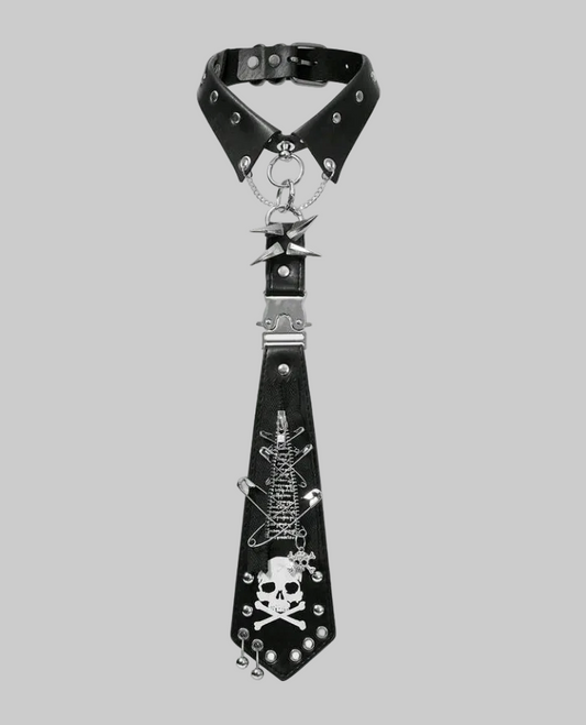 grunge skull choker tie