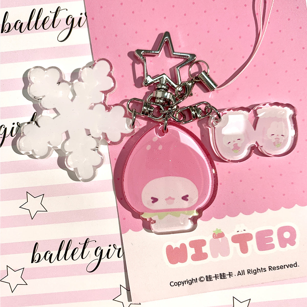 pink acrylic cartoon keychain / phone charm