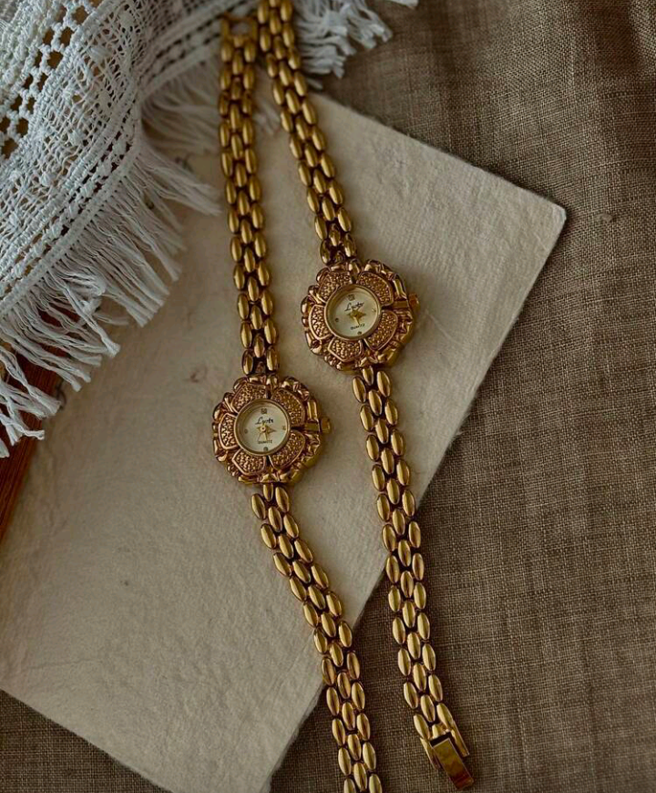 luxury flower golden watch (1pc)