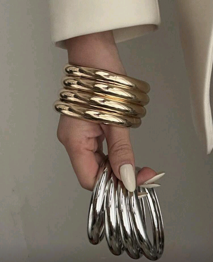 chunky metal bangles 4 pcs
