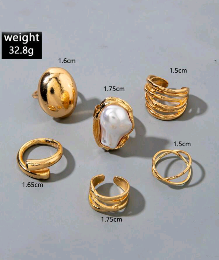 gold rings set (6 pcs)